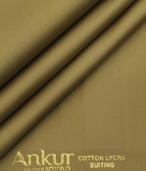Arvind Men's Cotton Stretchable Unstitched 1.35 Meter Solid Satin Weave Trouser Fabric (Fawn Beige)