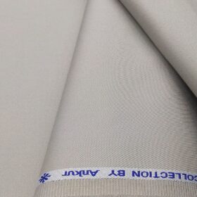 Arvind Men's Cotton Stretchable Unstitched 1.35 Meter Solid Satin Weave Trouser Fabric (Light Grey)