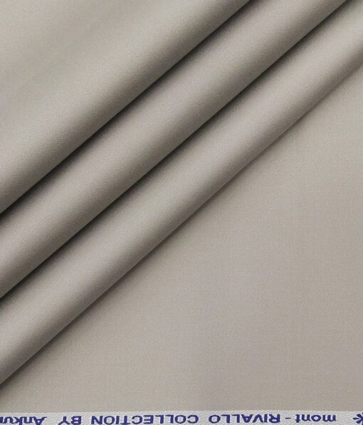 Arvind Men's Cotton Stretchable Unstitched 1.35 Meter Solid Satin Weave Trouser Fabric (Light Grey)