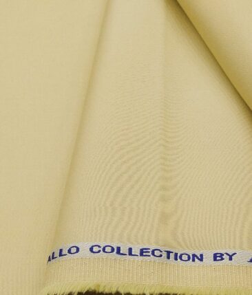 Arvind Men's Cotton Stretchable Unstitched 1.35 Meter Solid Satin Weave Trouser Fabric (Parmesean Beige)