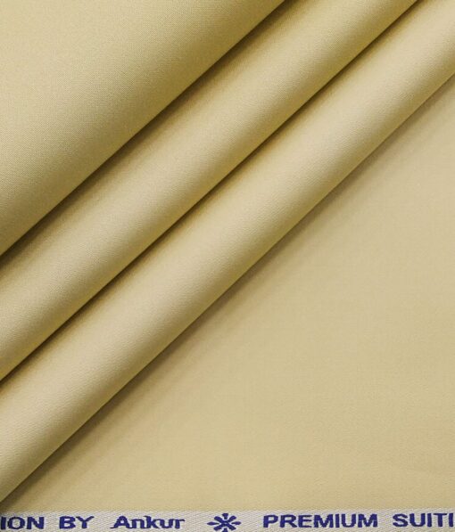 Arvind Men's Cotton Stretchable Unstitched 1.35 Meter Solid Satin Weave Trouser Fabric (Parmesean Beige)