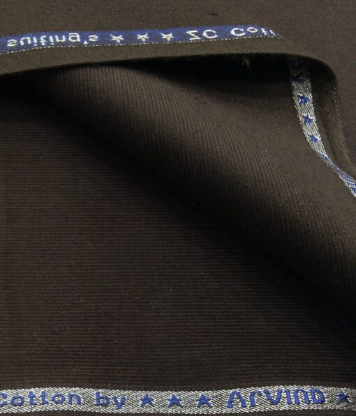 Arvind Men's Cotton Stretchable Unstitched 1.50 Meter Corduroy Trouser Fabric (Dark Brown)