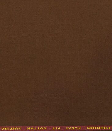 Arvind Men's Cotton Stretchable Unstitched 1.30 Meter Solid Twill Weave Trouser Fabric (Gingerbread Brown)