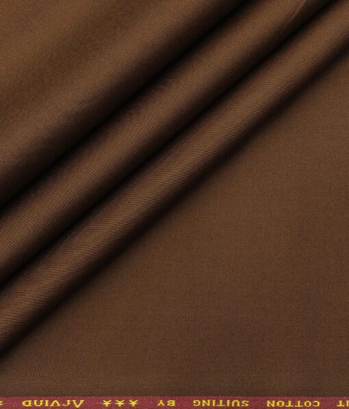 Arvind Men's Cotton Stretchable Unstitched 1.30 Meter Solid Twill Weave Trouser Fabric (Gingerbread Brown)