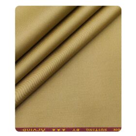 Arvind Men's Cotton Stretchable Unstitched 1.30 Meter Solid Twill Weave Trouser Fabric (Macaroon Beige)