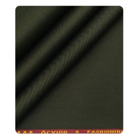 Arvind Men's Cotton Stretchable Unstitched 1.30 Meter Solid Twill Weave Trouser Fabric (Seaweed Green)