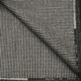 OCM Men's Wool Black Houndstooth Weave 2 Meter Unstitched Thick Tweed Reversible Jacketing & Blazer Fabric (White)