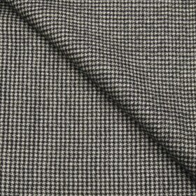 OCM Men's Wool Black Houndstooth Weave 2 Meter Unstitched Thick Tweed Reversible Jacketing & Blazer Fabric (White)