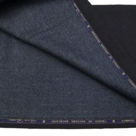 OCM Men's Wool Herringbone Weave 2 Meter Unstitched Thick Tweed Reversible Jacketing & Blazer Fabric (Blue)