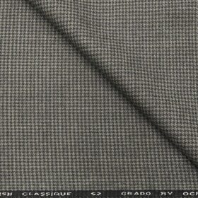 OCM Men's Wool Black Houndstooth Weave 2 Meter Unstitched Tweed Jacketing & Blazer Fabric (Grey)