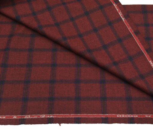 OCM Men's Wool Blue Checks 2 Meter Unstitched Tweed  Jacketing & Blazer Fabric (Red)