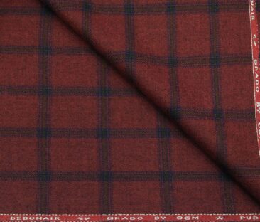 OCM Men's Wool Blue Checks 2 Meter Unstitched Tweed  Jacketing & Blazer Fabric (Red)