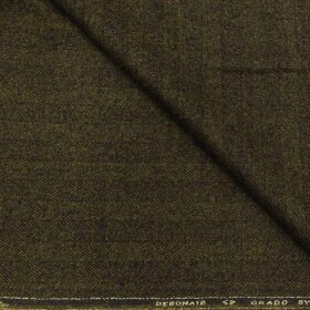 OCM Men's Wool Herringbone Weave 2 Meter Unstitched Tweed Jacketing & Blazer Fabric (Khakhi Brown)