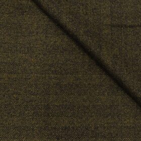 OCM Men's Wool Herringbone Weave 2 Meter Unstitched Tweed Jacketing & Blazer Fabric (Khakhi Brown)
