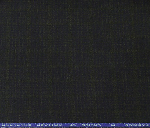 OCM Men's Wool Green Checks 2 Meter Unstitched Tweed Jacketing & Blazer Fabric (Dark Blue)