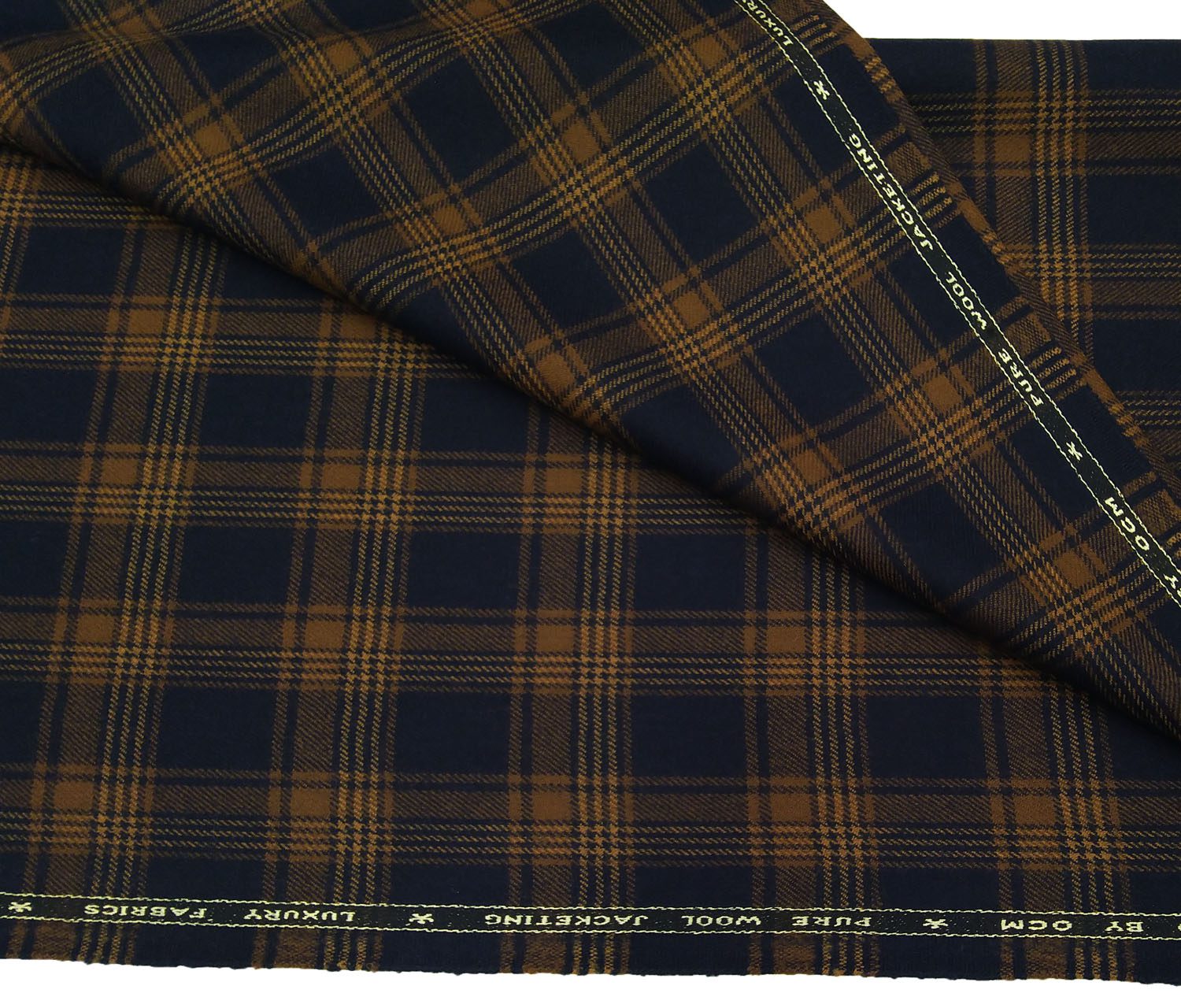 OCM Men's Wool Light Brown Checks 2 Meter Unstitched Tweed Jacketing ...