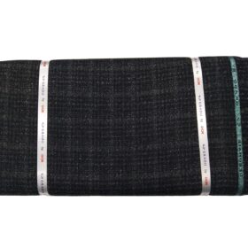 OCM Men's Wool Self Checks 2 Meter Unstitched Tweed Jacketing & Blazer Fabric (Blackish Grey)