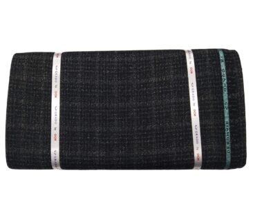 OCM Men's Wool Self Checks 2 Meter Unstitched Tweed Jacketing & Blazer Fabric (Blackish Grey)