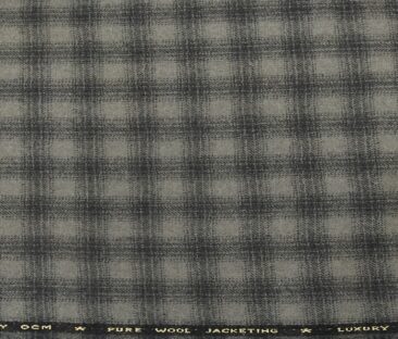 OCM Men's Wool Dark Grye Checks 2 Meter Unstitched Tweed Jacketing & Blazer Fabric (Pistachious Grey)