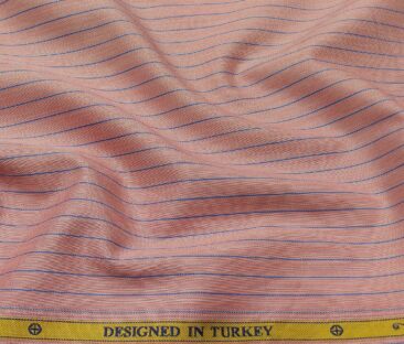 Soktas Men's Giza Cotton Striped 1.60 Meter Unstitched Shirt Fabric (Blush Pink)