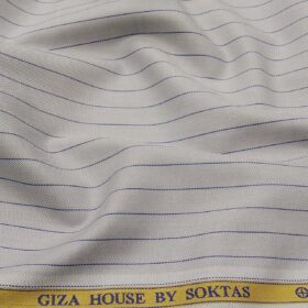 Soktas Men's Giza Cotton Striped 1.60 Meter Unstitched Shirt Fabric (Light Grey)