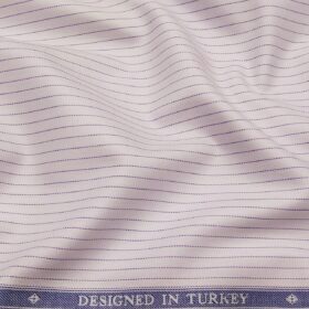 Soktas Men's Giza Cotton Striped 1.60 Meter Unstitched Shirt Fabric (Light Purple)