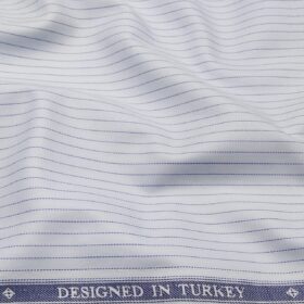 Soktas Men's Giza Cotton Striped 1.60 Meter Unstitched Shirt Fabric (Sky Blue)