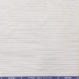 Soktas Men's Giza Cotton Striped 1.60 Meter Unstitched Shirt Fabric (White)