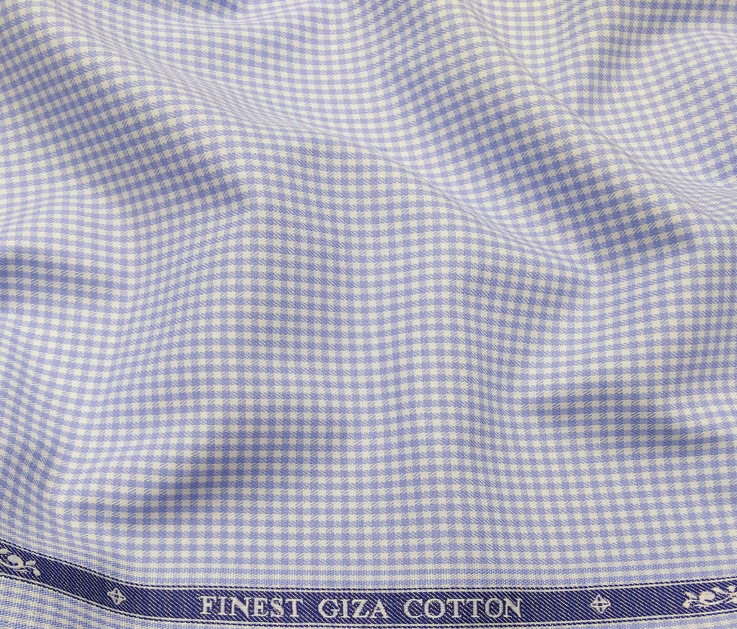 Soktas Men's Giza Cotton Blue Mirco Checks 1.60 Meter Unstitched Shirt Fabric (White)