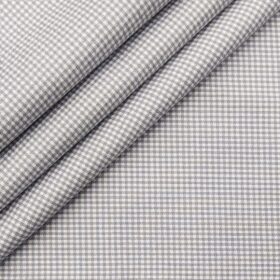 Soktas Men's Giza Cotton Grey Mirco Checks 1.60 Meter Unstitched Shirt Fabric (White)