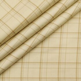 Soktas Men's Giza Cotton Checks 1.60 Meter Unstitched Shirt Fabric (Cream)