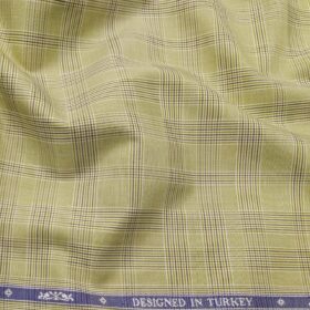 Soktas Men's Giza Cotton Checks 1.60 Meter Unstitched Shirt Fabric (Fawn Beige)