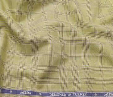 Soktas Men's Giza Cotton Checks 1.60 Meter Unstitched Shirt Fabric (Fawn Beige)
