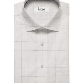 Soktas Men's Giza Cotton Brown Checks 1.60 Meter Unstitched Shirt Fabric (White)
