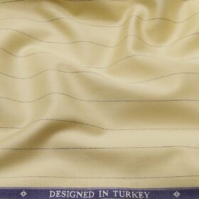 Soktas Men's Giza Cotton Blue Stripes 1.60 Meter Unstitched Shirt Fabric (Yellow)