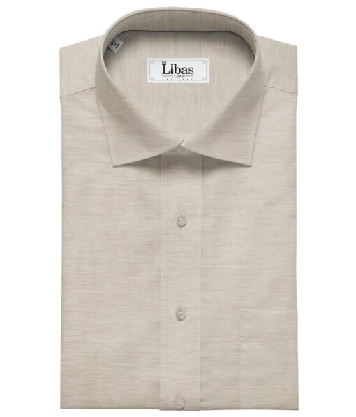 Soktas Men's Giza Cotton Self Design 1.60 Meter Unstitched Shirt Fabric (Beige)