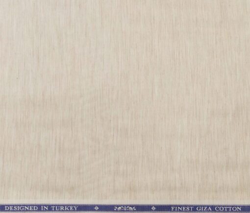 Soktas Men's Giza Cotton Self Design 1.60 Meter Unstitched Shirt Fabric (Beige)