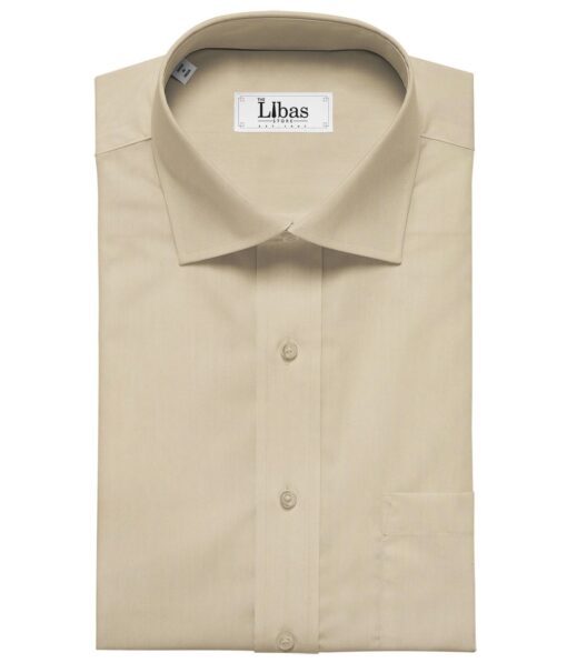Soktas Men's Giza Cotton Solid Satin 1.60 Meter Unstitched Shirt Fabric (Cream)