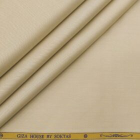 Soktas Men's Giza Cotton Solid Satin 1.60 Meter Unstitched Shirt Fabric (Cream)