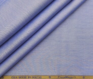 Soktas Men's Giza Cotton Solid Satin 1.60 Meter Unstitched Shirt Fabric (Denim Blue)