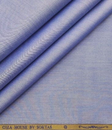 Soktas Men's Giza Cotton Solid Satin 1.60 Meter Unstitched Shirt Fabric (Denim Blue)