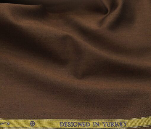 Soktas Men's Giza Cotton Solid Satin 1.60 Meter Unstitched Shirt Fabric (Hickory Brown)