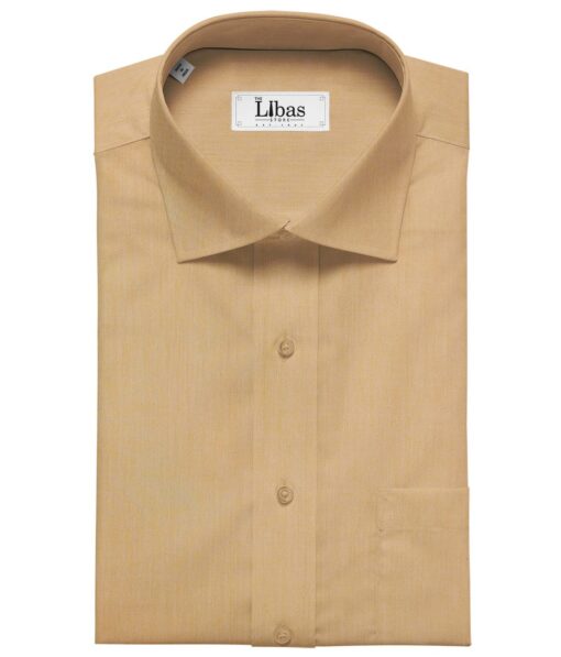 Soktas Men's Giza Cotton Solid Satin 1.60 Meter Unstitched Shirt Fabric (Light Orange)