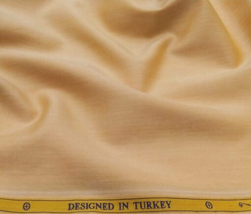 Soktas Men's Giza Cotton Solid Satin 1.60 Meter Unstitched Shirt Fabric (Light Orange)