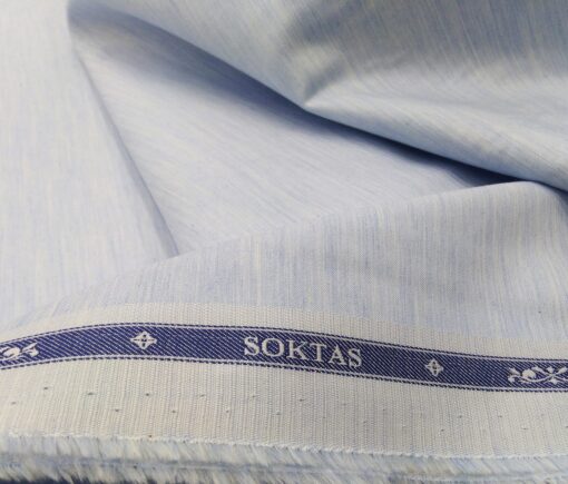 Soktas Men's Giza Cotton Self Design 1.60 Meter Unstitched Shirt Fabric (Sky Blue)