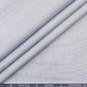 Soktas Men's Giza Cotton Self Design 1.60 Meter Unstitched Shirt Fabric (Sky Blue)