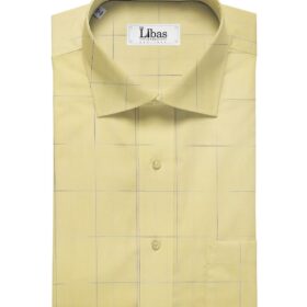 Soktas Men's Giza Cotton Blue Checks 1.60 Meter Unstitched Shirt Fabric (Yellow)