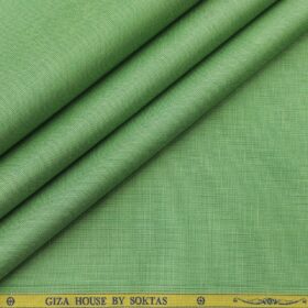 Soktas Men's Giza Cotton Self Design 1.80 Meter Unstitched Shirt Fabric (Green)