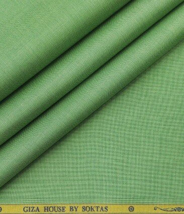 Soktas Men's Giza Cotton Self Design Unstitched Shirt Fabric (Green)