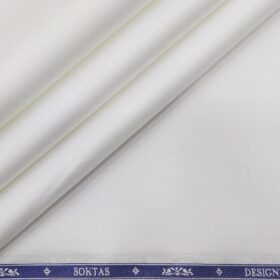 Soktas Men's Giza Cotton 2 Ply 120's Solids 1.60 Meter Unstitched Shirt Fabric (White)